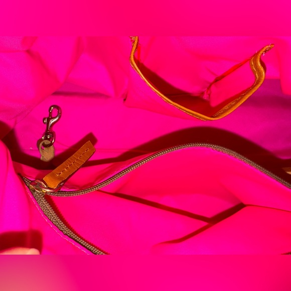 Dooney & Bourke Black Satchel with Tan Trim and Bright Pink Interior - Picture 14 of 14